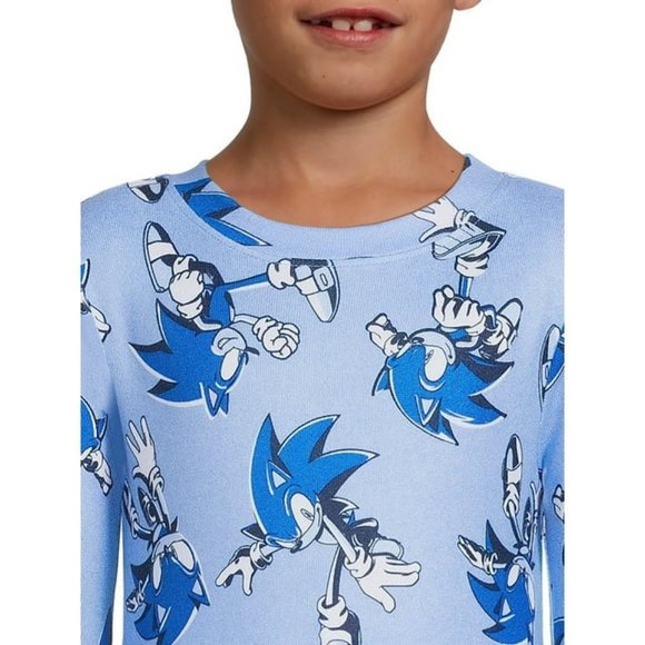 Boys Girls 2  pc SONIC the HEDGEHOG All Over Print Tight Fit Pajamas Size 4 NWT - Picture 3 of 4